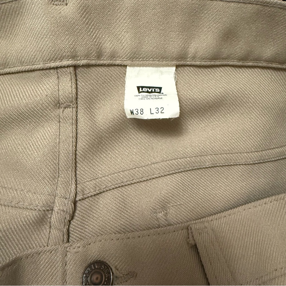 Vintage 1990s Levi's 517 Sta-Prest Khaki Polyester Pant 38 x 32 USA 10517-6122 - Picture 5 of 8